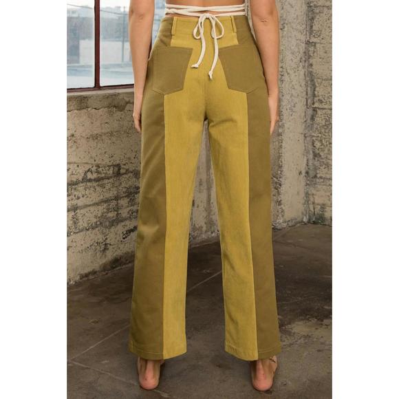 NEW PAPERMOON danielle split panel pants in lime - Picture 2 of 2